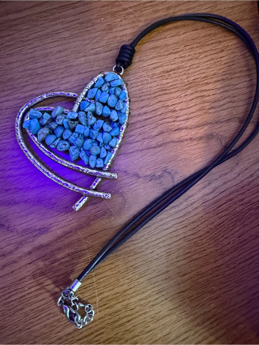 Hand Crafted Turquoise Blue Heart Necklace